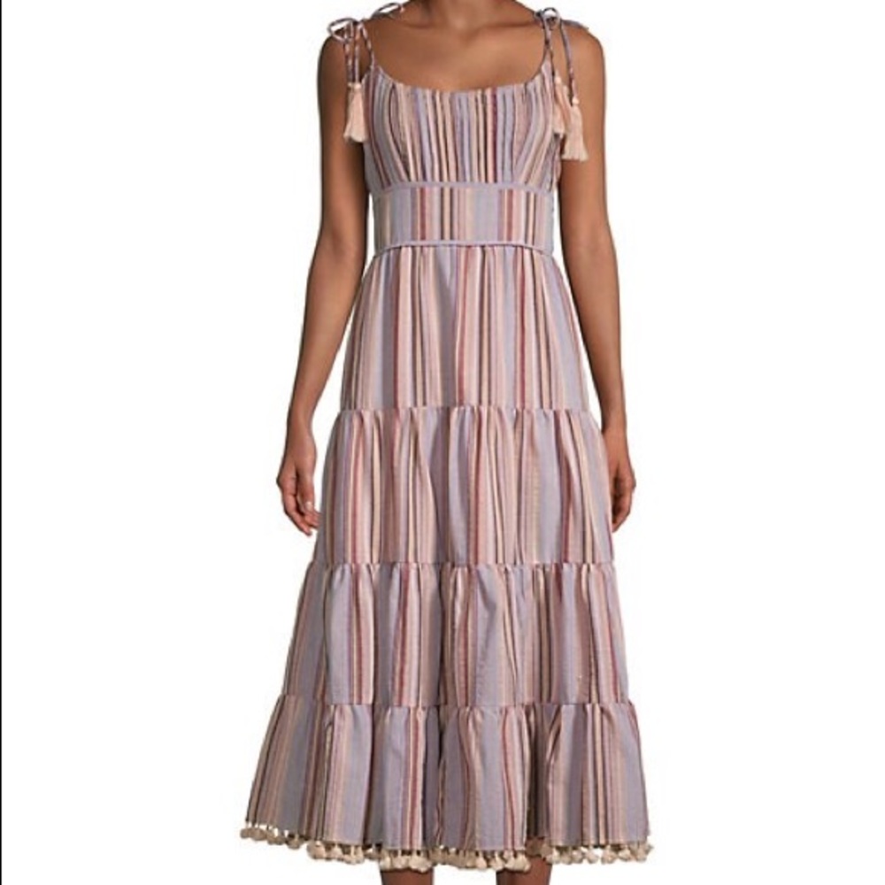 Allison New York Stripe Tie-shoulder Tiered Dress